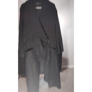 Elegant Wrap Black Women's Coat 4xl